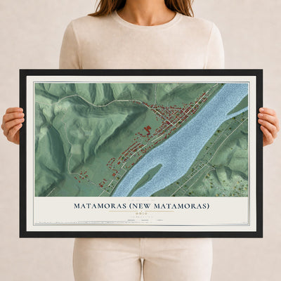 Map of Matamoras (New Matamoras), Ohio, 12 x 18 inch print in a black wood frame