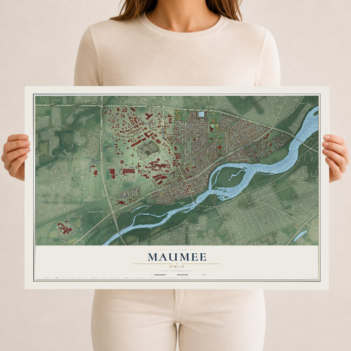 Map of Maumee, Ohio, 12 x 18 inch unframed archival matte print