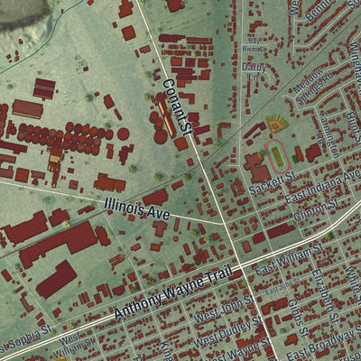 Second close-up of the map of Maumee, Ohio print showing more streets and buildings