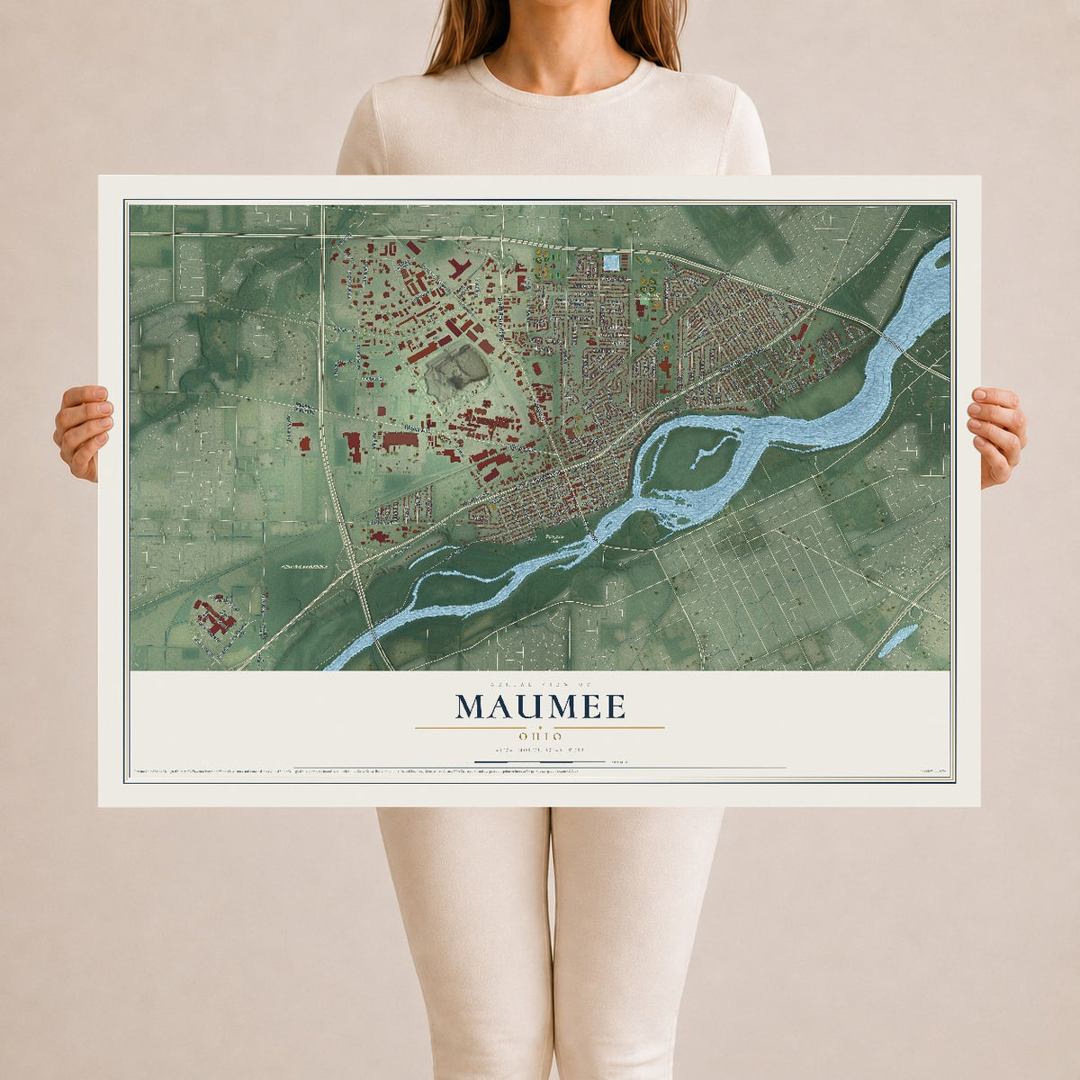 Map of Maumee, Ohio, 24 x 36 inch unframed archival matte print