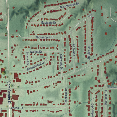 Second close-up of the map of Mayfield, Ohio print showing more streets and buildings