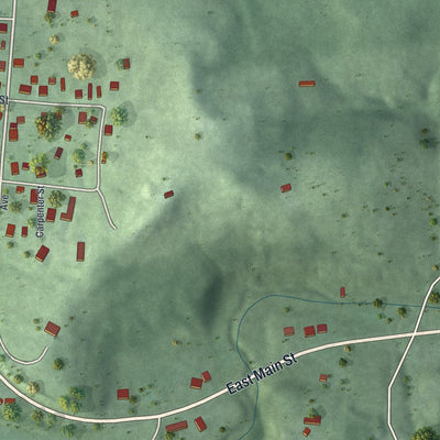 Second close-up of the map of McArthur, Ohio print showing more streets and buildings