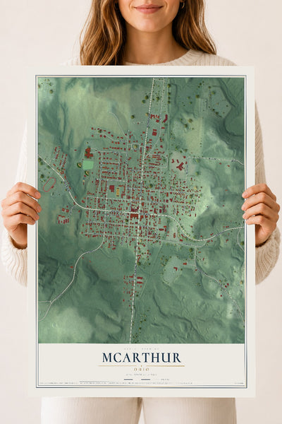 Map of McArthur, Ohio, 18 x 24 inch unframed archival matte print