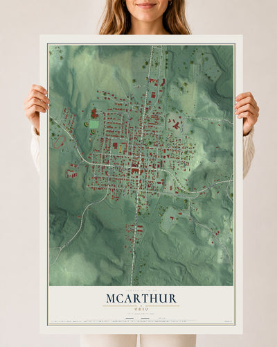 Map of McArthur, Ohio, 24 x 36 inch unframed archival matte print