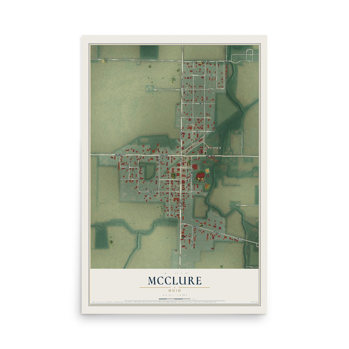 Map of McClure, Ohio, 12 x 18 inch unframed archival matte print