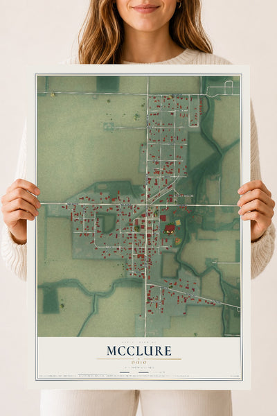 Map of McClure, Ohio, 18 x 24 inch unframed archival matte print