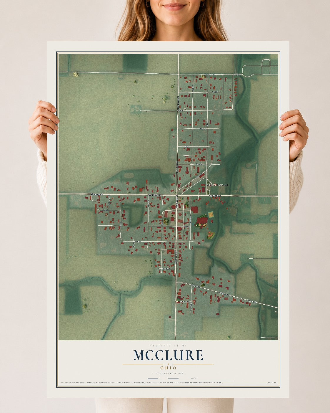 Map of McClure, Ohio, 24 x 36 inch unframed archival matte print