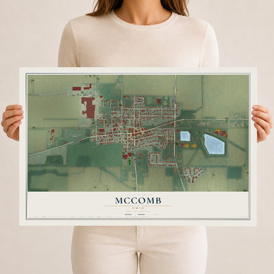 Map of McComb, Ohio, 12 x 18 inch unframed archival matte print
