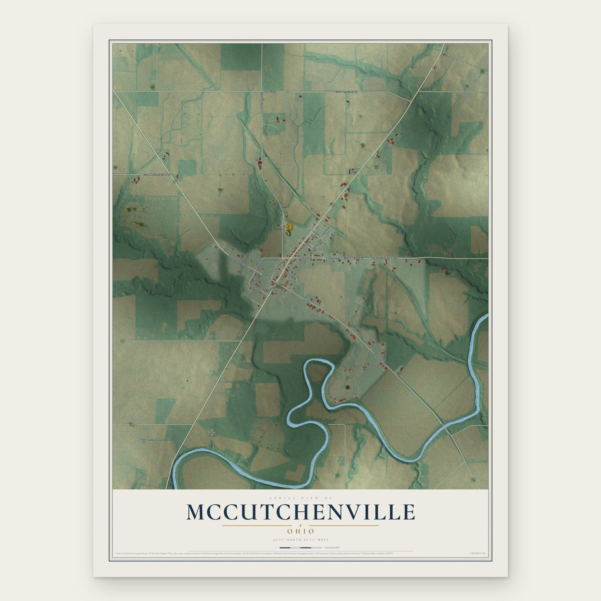McCutchenville, Ohio map print, the full design