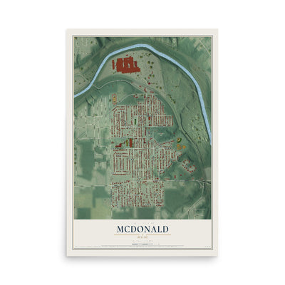 Map of McDonald, Ohio, 12 x 18 inch unframed archival matte print