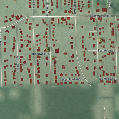 Second close-up of the map of McDonald, Ohio print showing more streets and buildings