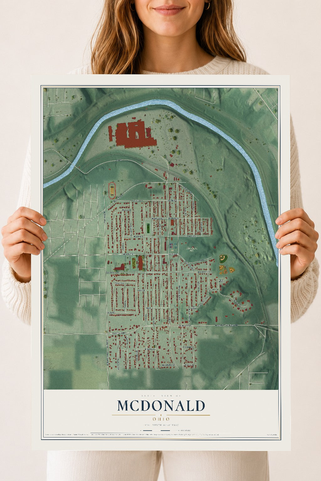 Map of McDonald, Ohio, 18 x 24 inch unframed archival matte print