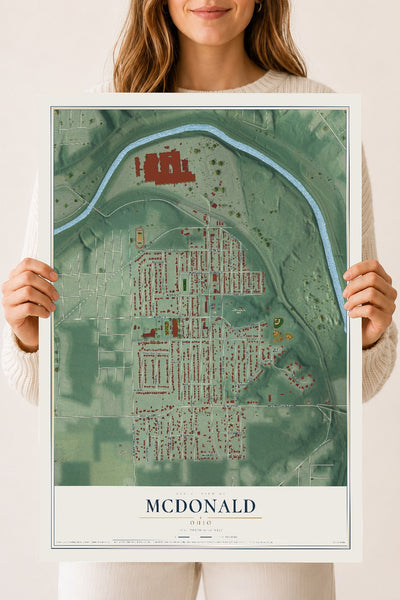 Map of McDonald, Ohio, 18 x 24 inch unframed archival matte print