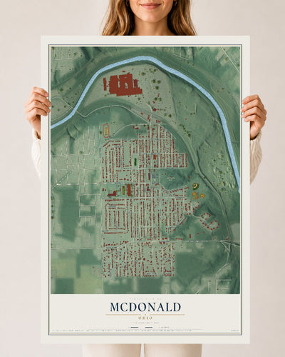 Map of McDonald, Ohio, 24 x 36 inch unframed archival matte print