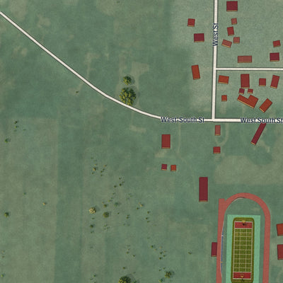 Second close-up of the map of McGuffey, Ohio print showing more streets and buildings