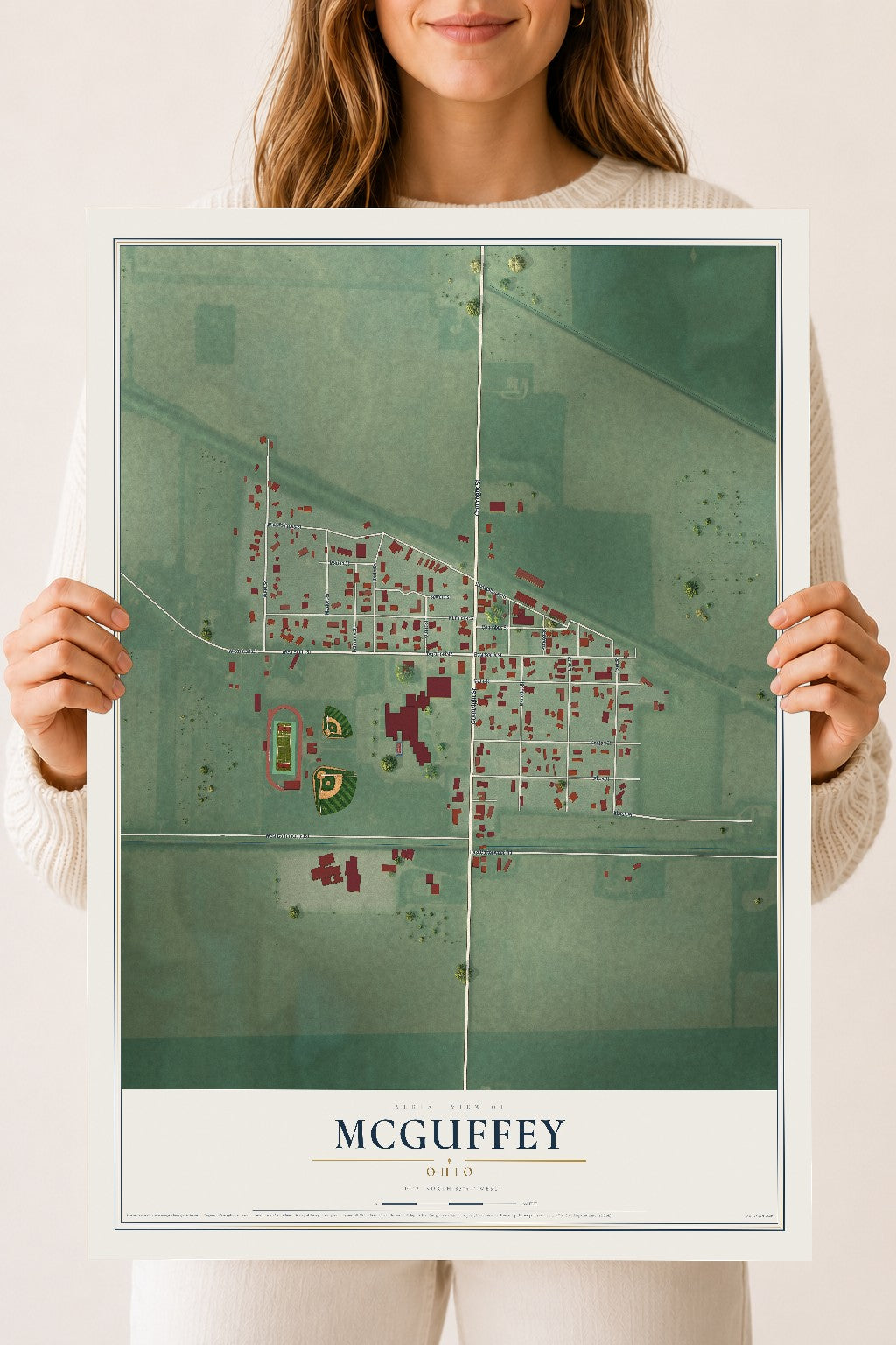 Map of McGuffey, Ohio, 18 x 24 inch unframed archival matte print