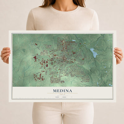 Map of Medina, Ohio, 12 x 18 inch unframed archival matte print