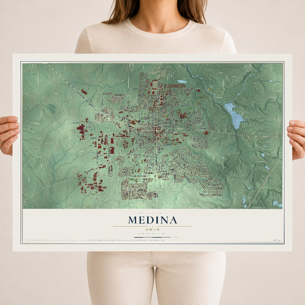 Map of Medina, Ohio, 18 x 24 inch unframed archival matte print
