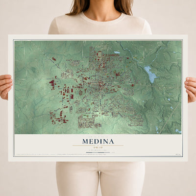 Map of Medina, Ohio, 18 x 24 inch unframed archival matte print