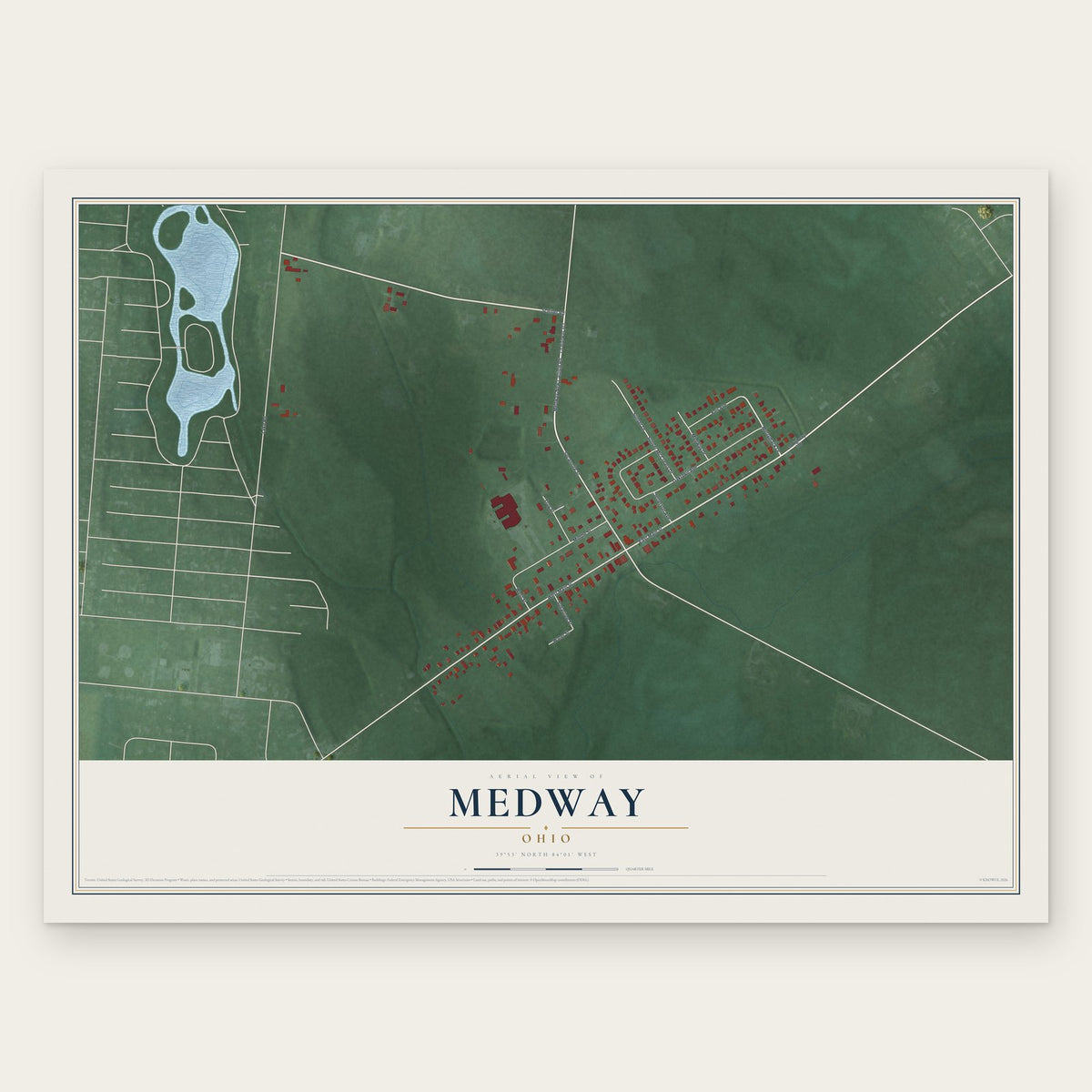 Medway, Ohio map print, the full design