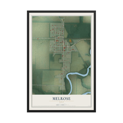 Map of Melrose, Ohio, 12 x 18 inch print in a black wood frame