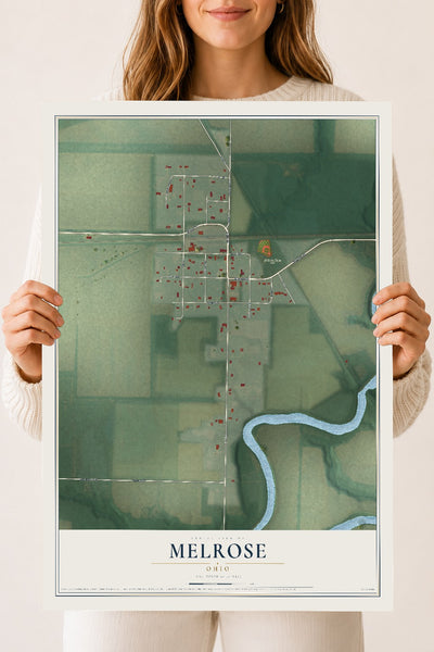 Map of Melrose, Ohio, 18 x 24 inch unframed archival matte print