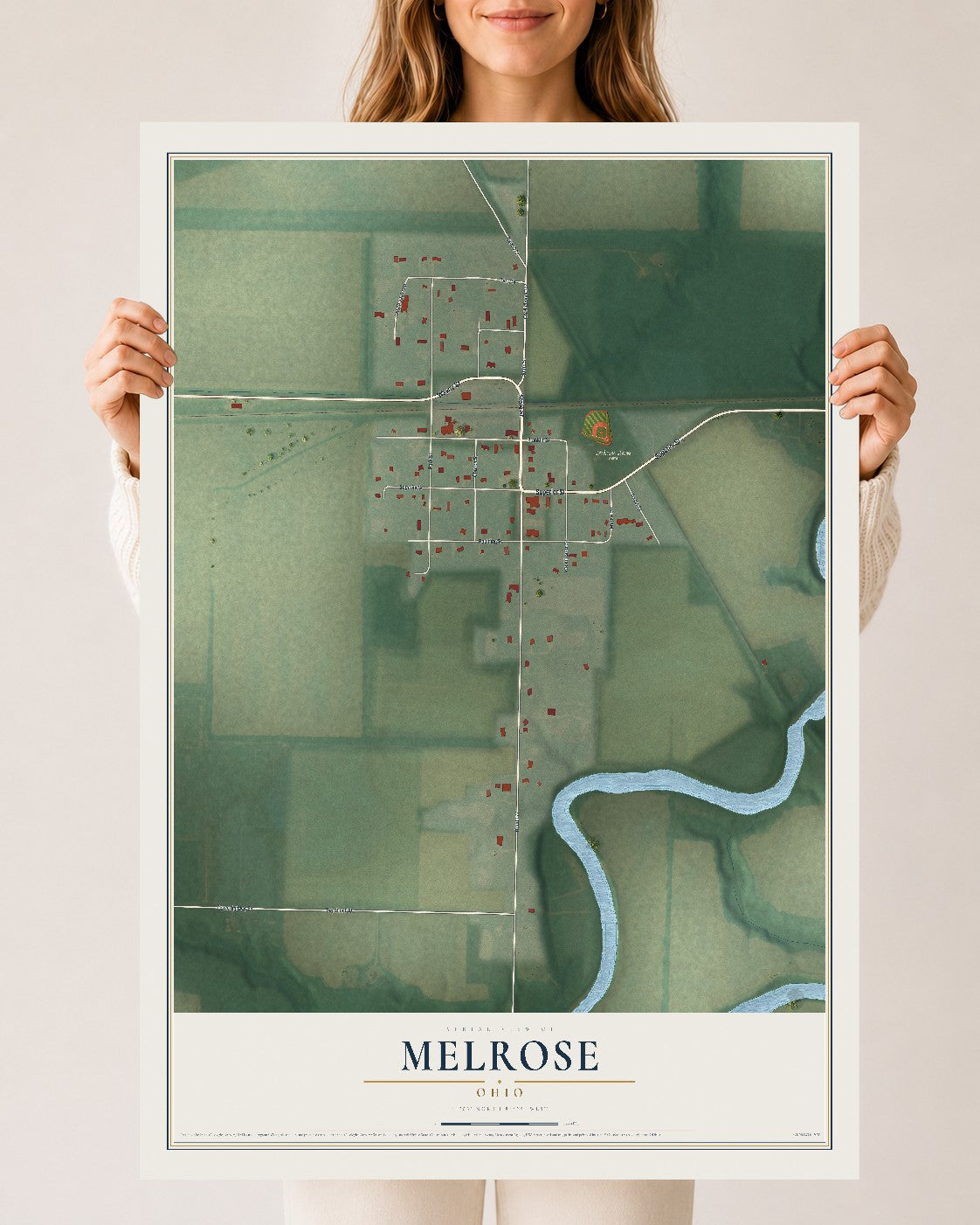Map of Melrose, Ohio, 24 x 36 inch unframed archival matte print