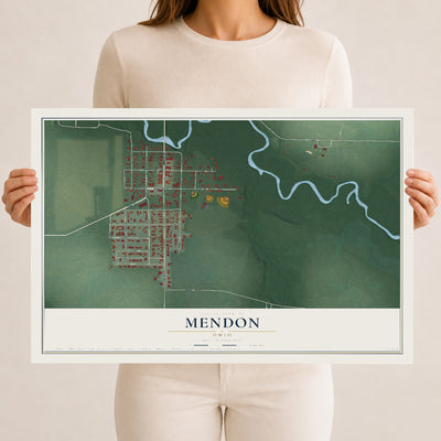 Map of Mendon, Ohio, 12 x 18 inch unframed archival matte print