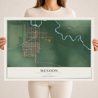 Map of Mendon, Ohio, 18 x 24 inch unframed archival matte print