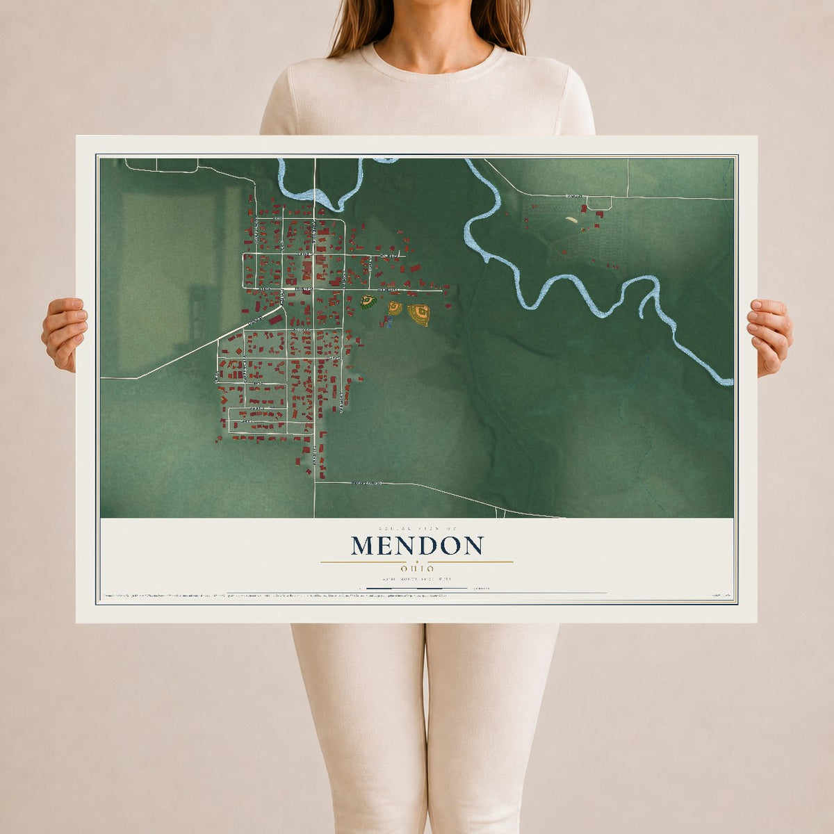 Map of Mendon, Ohio, 24 x 36 inch unframed archival matte print