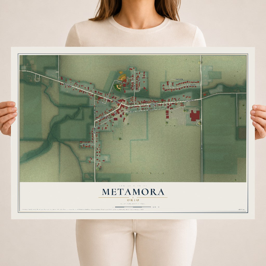 Map of Metamora, Ohio, 18 x 24 inch unframed archival matte print