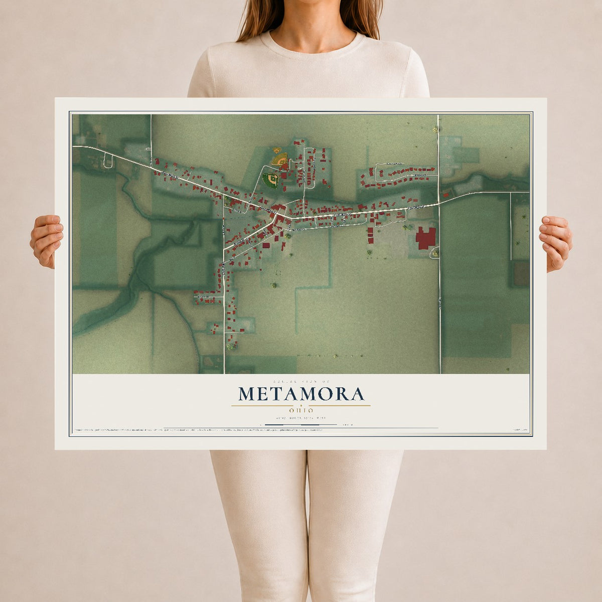 Map of Metamora, Ohio, 24 x 36 inch unframed archival matte print