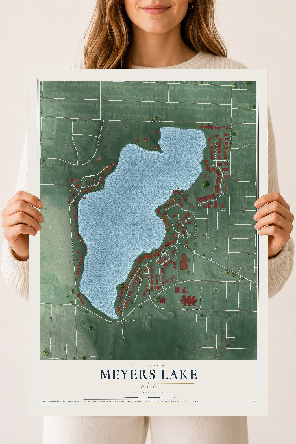 Map of Meyers Lake, Ohio, 18 x 24 inch unframed archival matte print