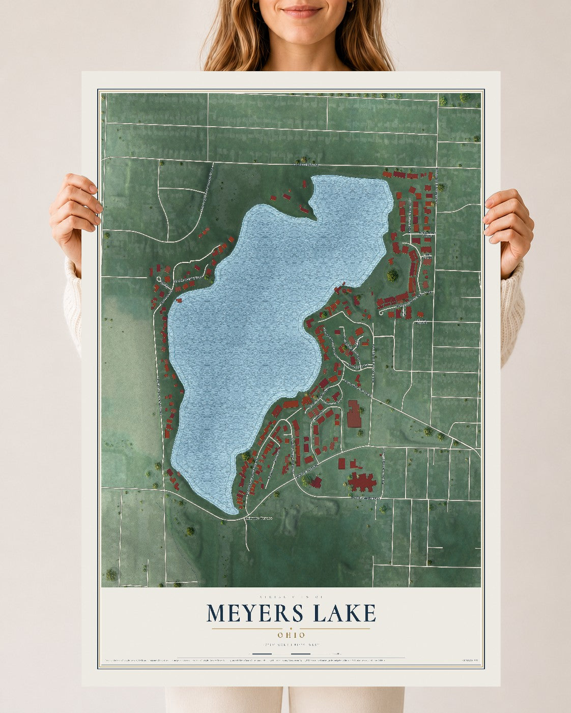 Map of Meyers Lake, Ohio, 24 x 36 inch unframed archival matte print