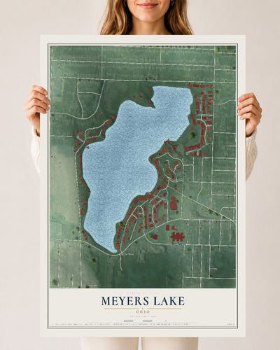 Map of Meyers Lake, Ohio, 24 x 36 inch unframed archival matte print