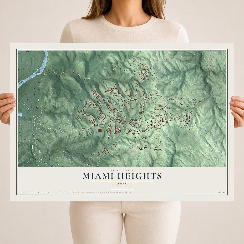 Map of Miami Heights, Ohio, 18 x 24 inch unframed archival matte print