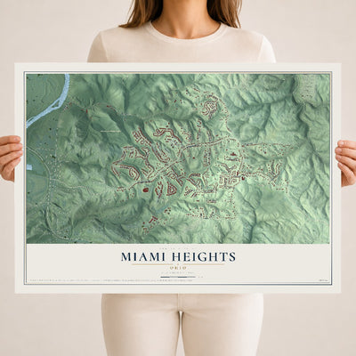 Map of Miami Heights, Ohio, 18 x 24 inch unframed archival matte print