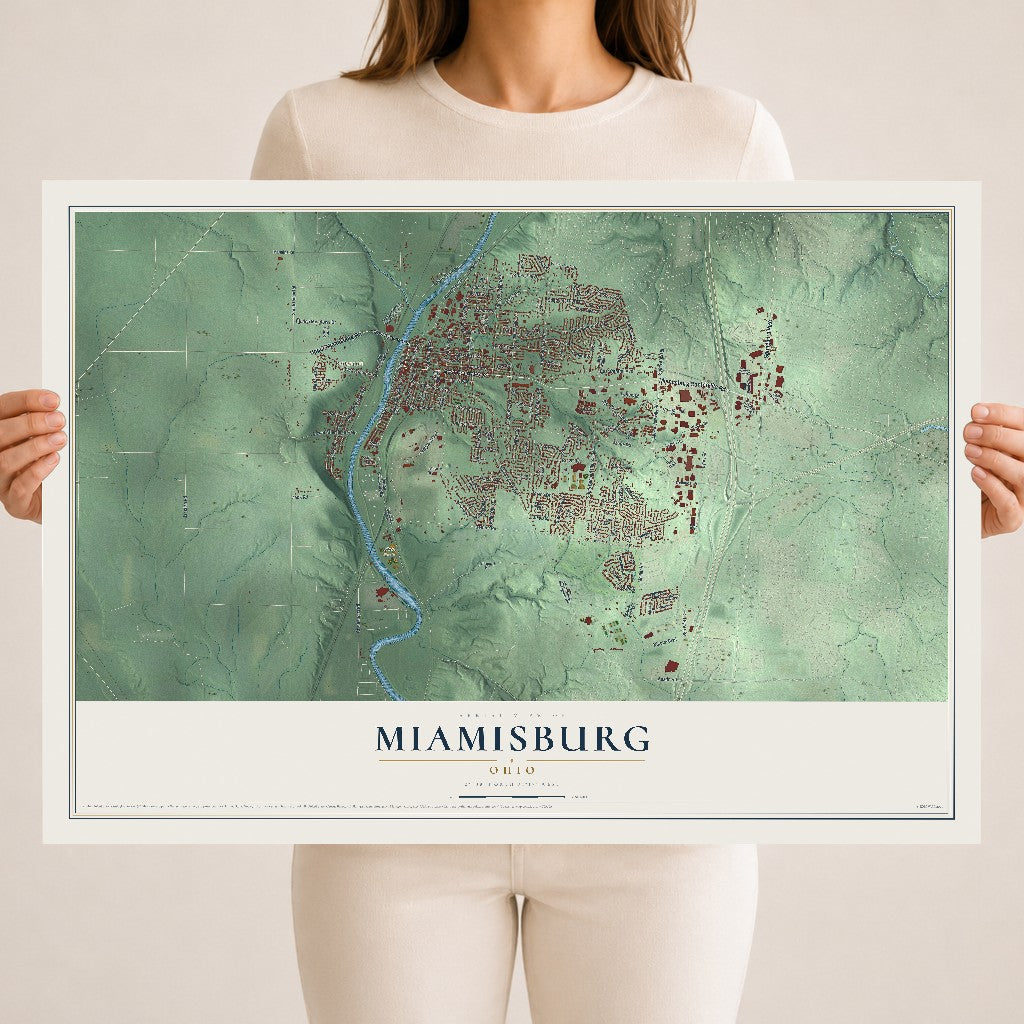 Map of Miamisburg, Ohio, 18 x 24 inch unframed archival matte print