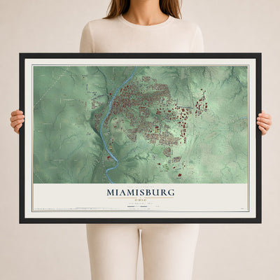 Map of Miamisburg, Ohio, 24 x 36 inch print in a black wood frame
