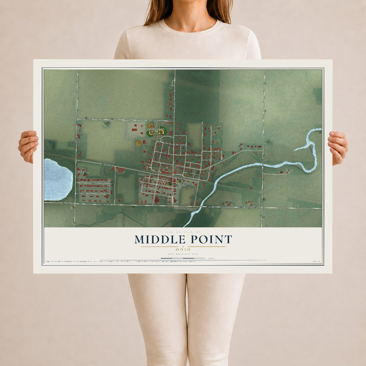 Map of Middle Point, Ohio, 24 x 36 inch unframed archival matte print