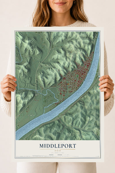 Map of Middleport, Ohio, 18 x 24 inch unframed archival matte print