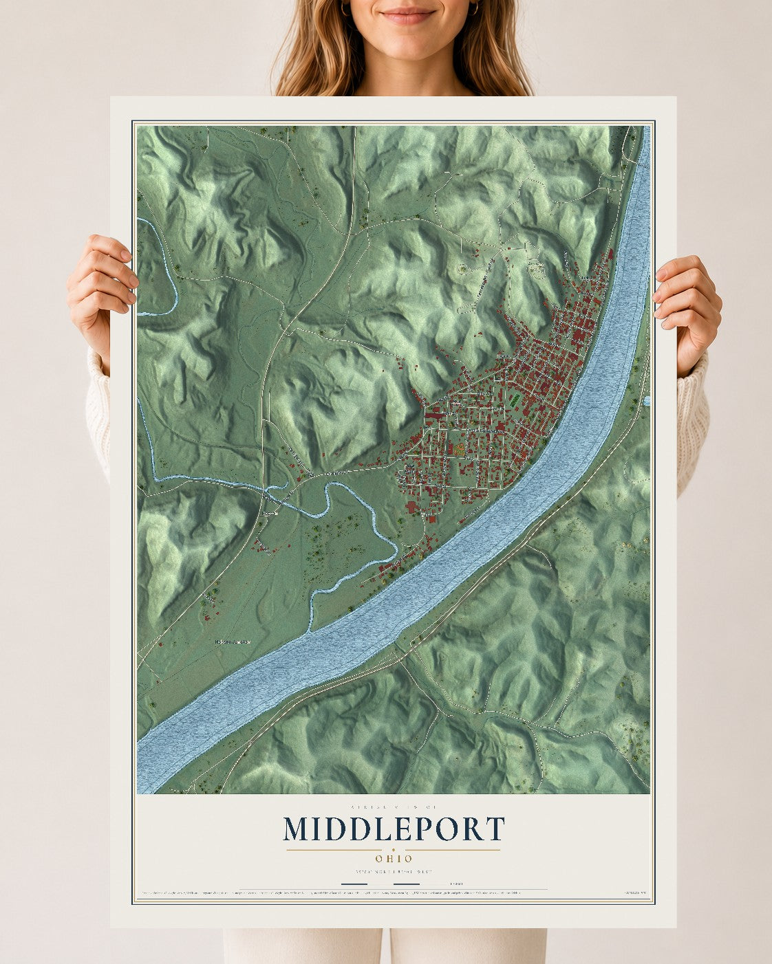 Map of Middleport, Ohio, 24 x 36 inch unframed archival matte print