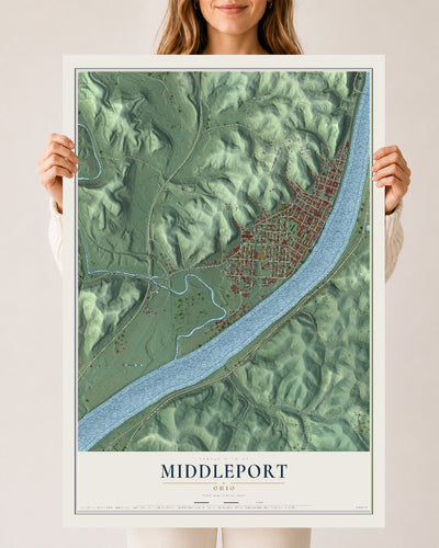Map of Middleport, Ohio, 24 x 36 inch unframed archival matte print