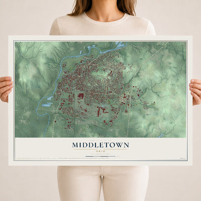 Map of Middletown, Ohio, 18 x 24 inch unframed archival matte print