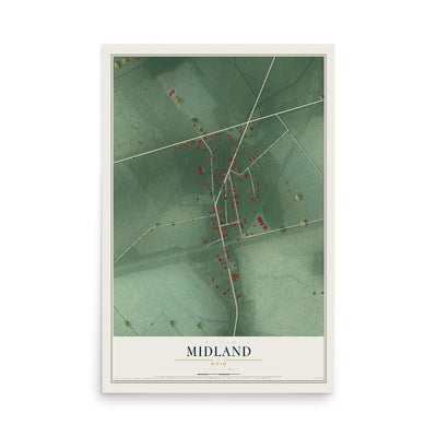 Map of Midland, Ohio, 12 x 18 inch unframed archival matte print