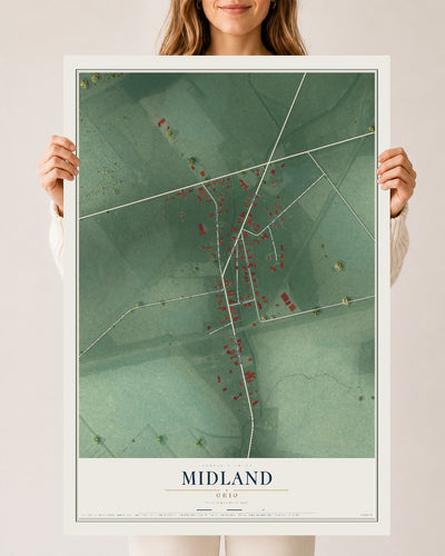 Map of Midland, Ohio, 24 x 36 inch unframed archival matte print