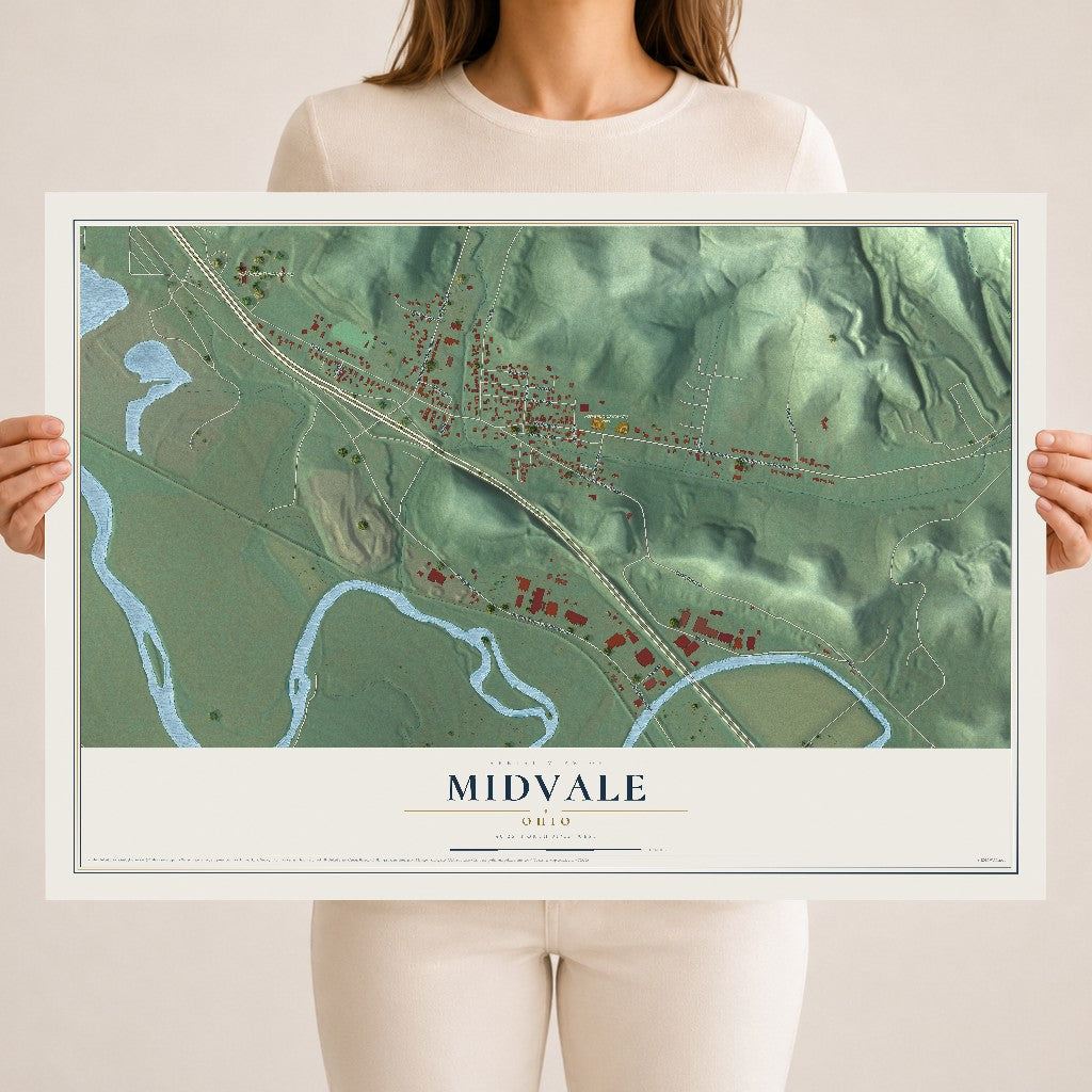 Map of Midvale, Ohio, 18 x 24 inch unframed archival matte print