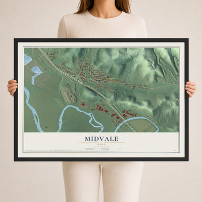Map of Midvale, Ohio, 24 x 36 inch print in a black wood frame