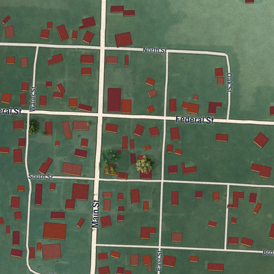 Close-up of the map of Midway, Ohio print showing street and building detail