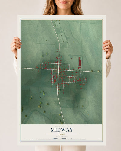 Map of Midway, Ohio, 24 x 36 inch unframed archival matte print